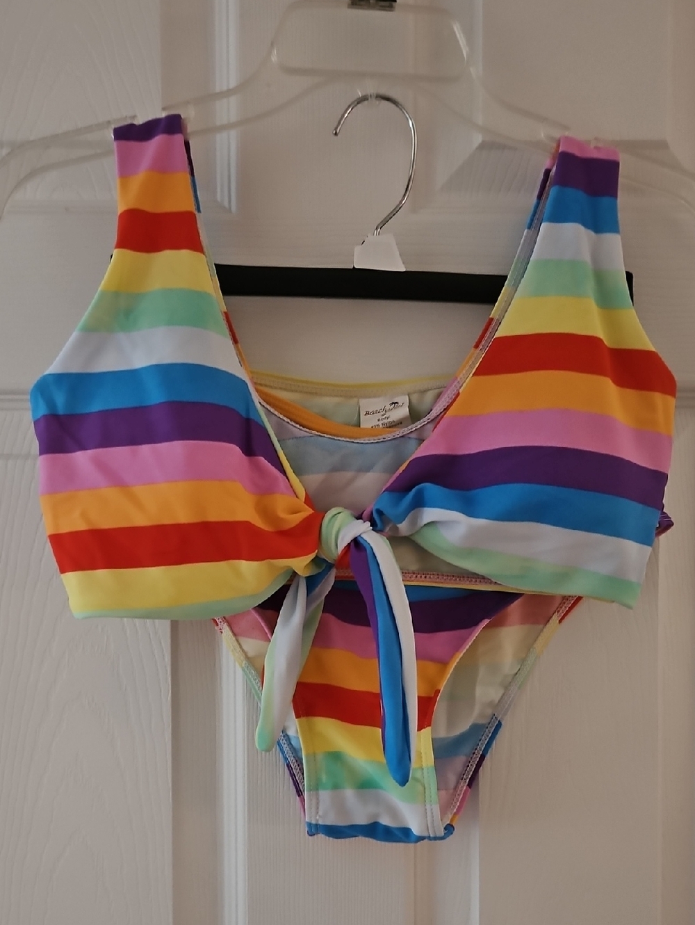 Rainbow Striped Tie-Front Bikini Set SMALL